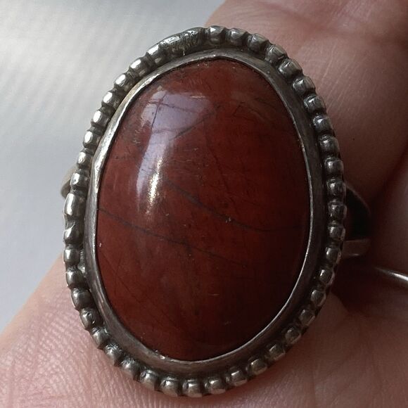 Vintage Sterling Silver Jasper Native American Southwestern Mens Ring Sz 13 READ - Picture 10 of 13